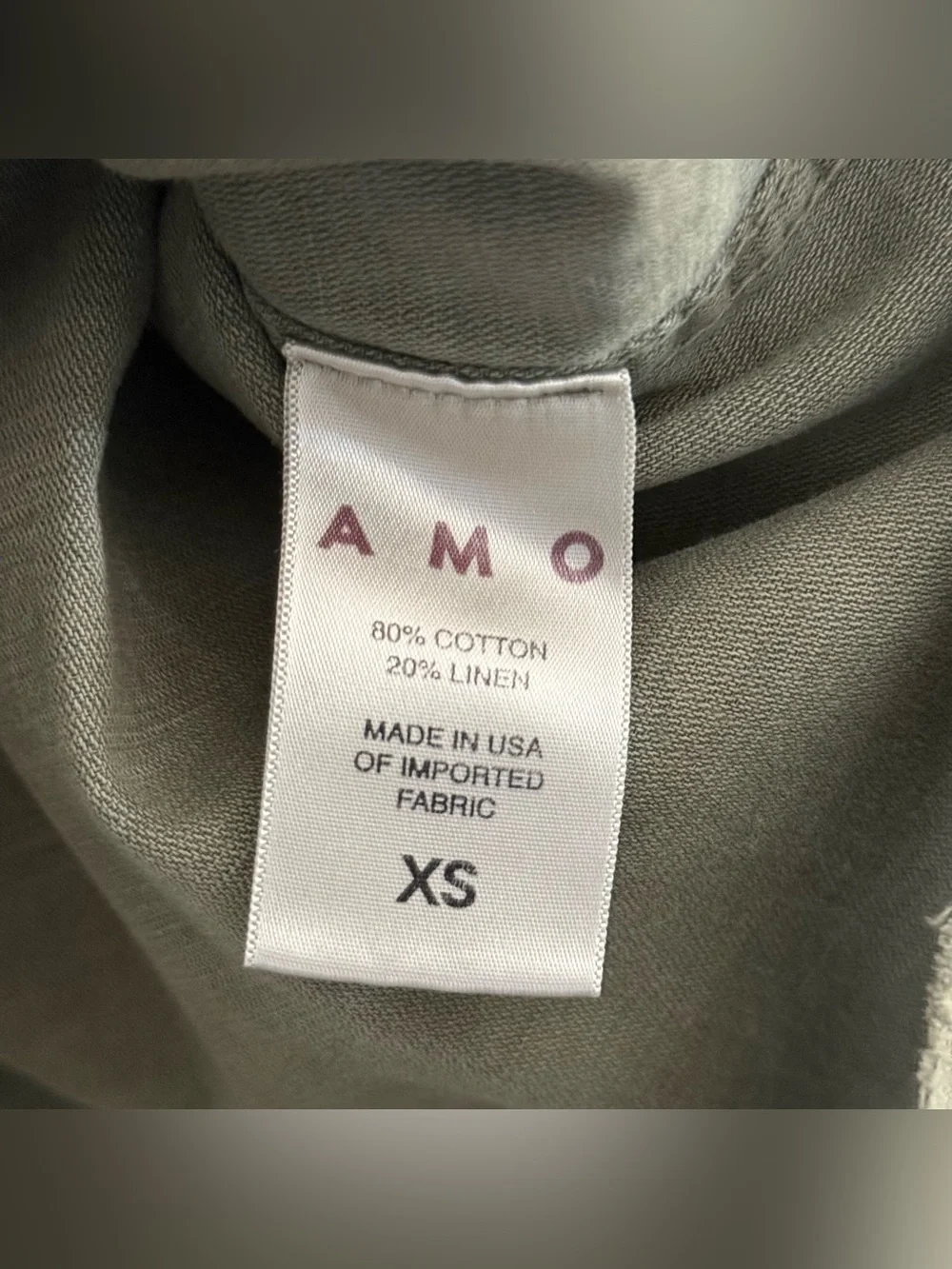 AMO Olive Green Cropped Oversized Style Cotton Linen Button-Up Shirt - Picture 6 of 12